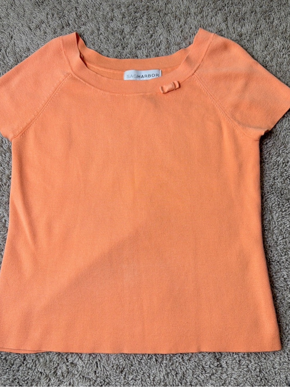 Sag Harbor woman’s cotton knit lightweight Short Sleeve Top - Peach/Orange